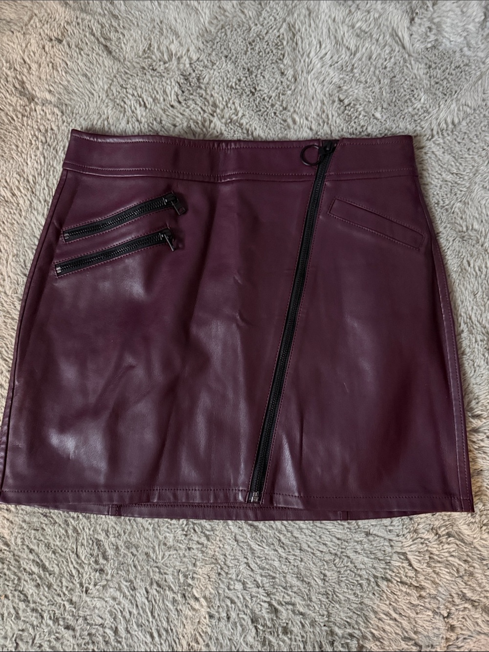 Faux Leather Maroon Skirt - Picture 1 of 4